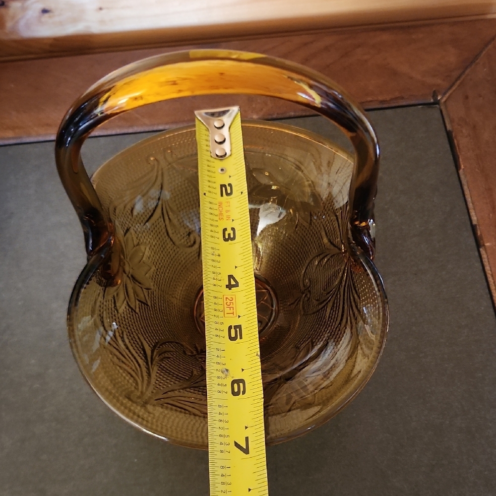 Brown Glass Accent Basket with Vintage Decor - Picture 7 of 8